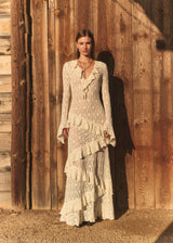 LACE LONG DRESS CREAM